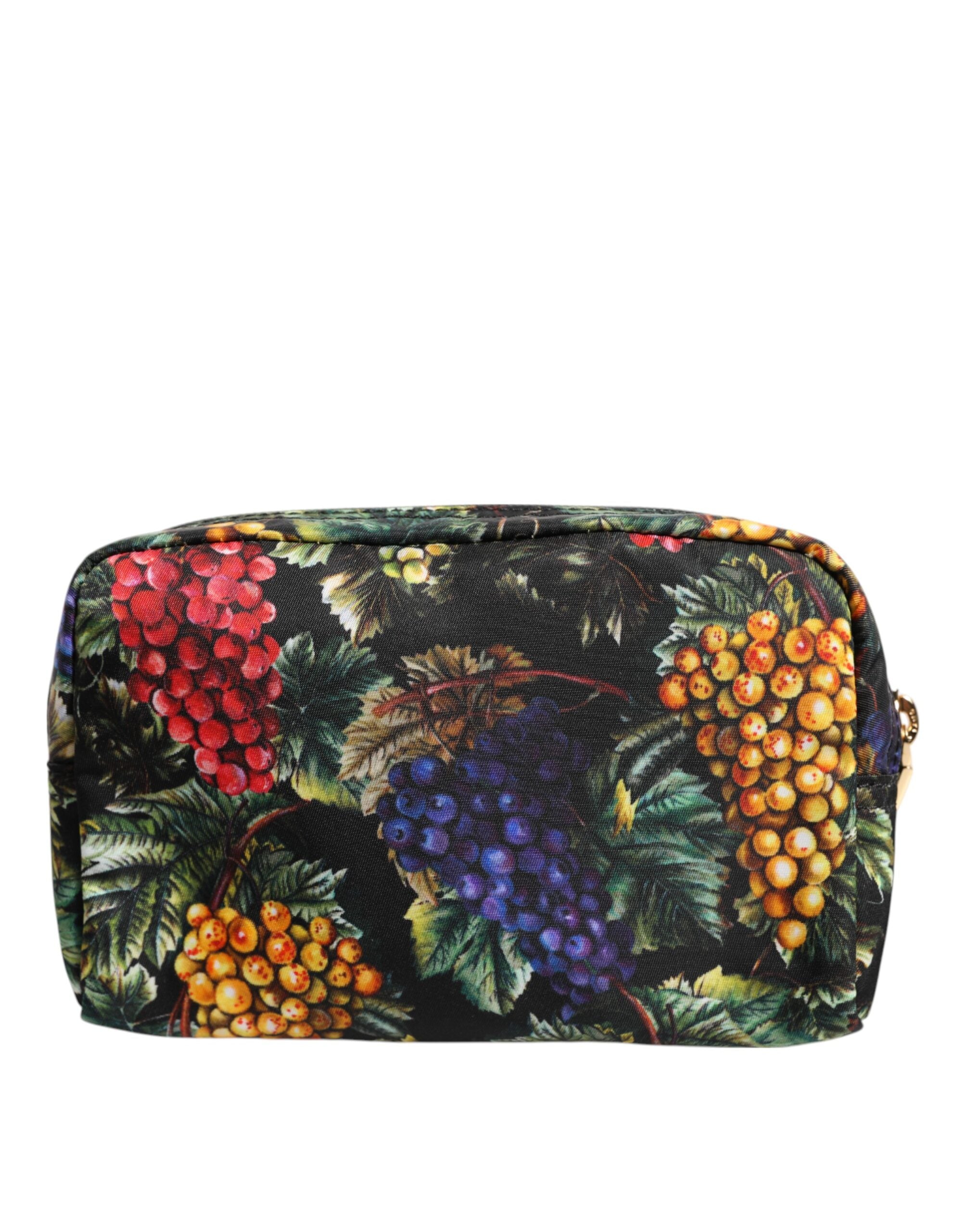Dolce & Gabbana Multicolor Grape Print Clutch Logo Plaque Pouch Bag Glam Steals