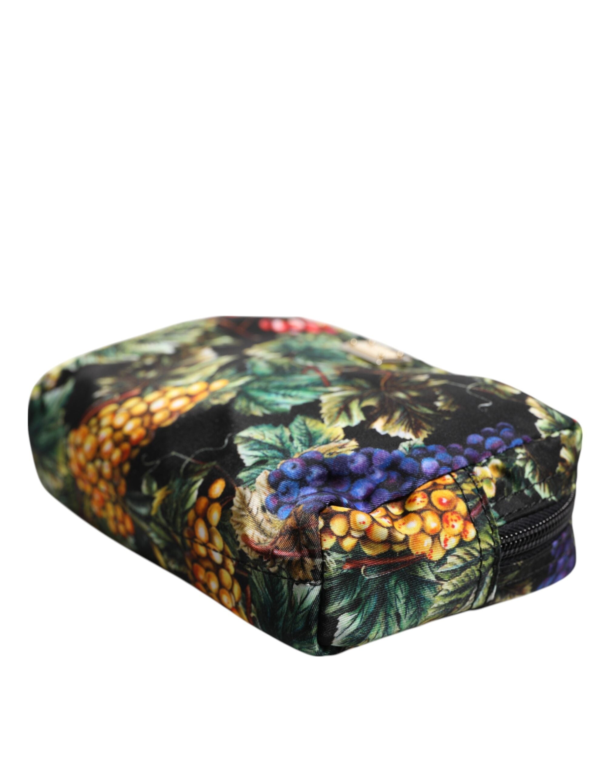 Dolce & Gabbana Multicolor Grape Print Clutch Logo Plaque Pouch Bag Glam Steals