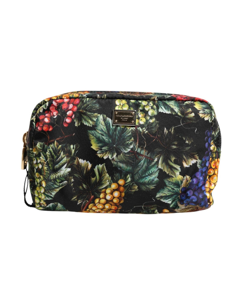 Dolce & Gabbana Multicolor Grape Print Clutch Logo Plaque Pouch Bag Glam Steals