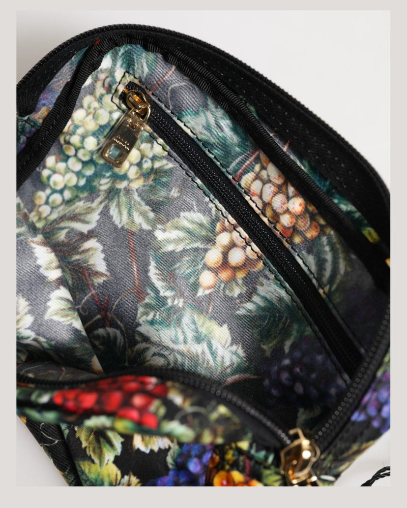 Dolce & Gabbana Multicolor Grape Print Clutch Logo Plaque Pouch Bag Glam Steals
