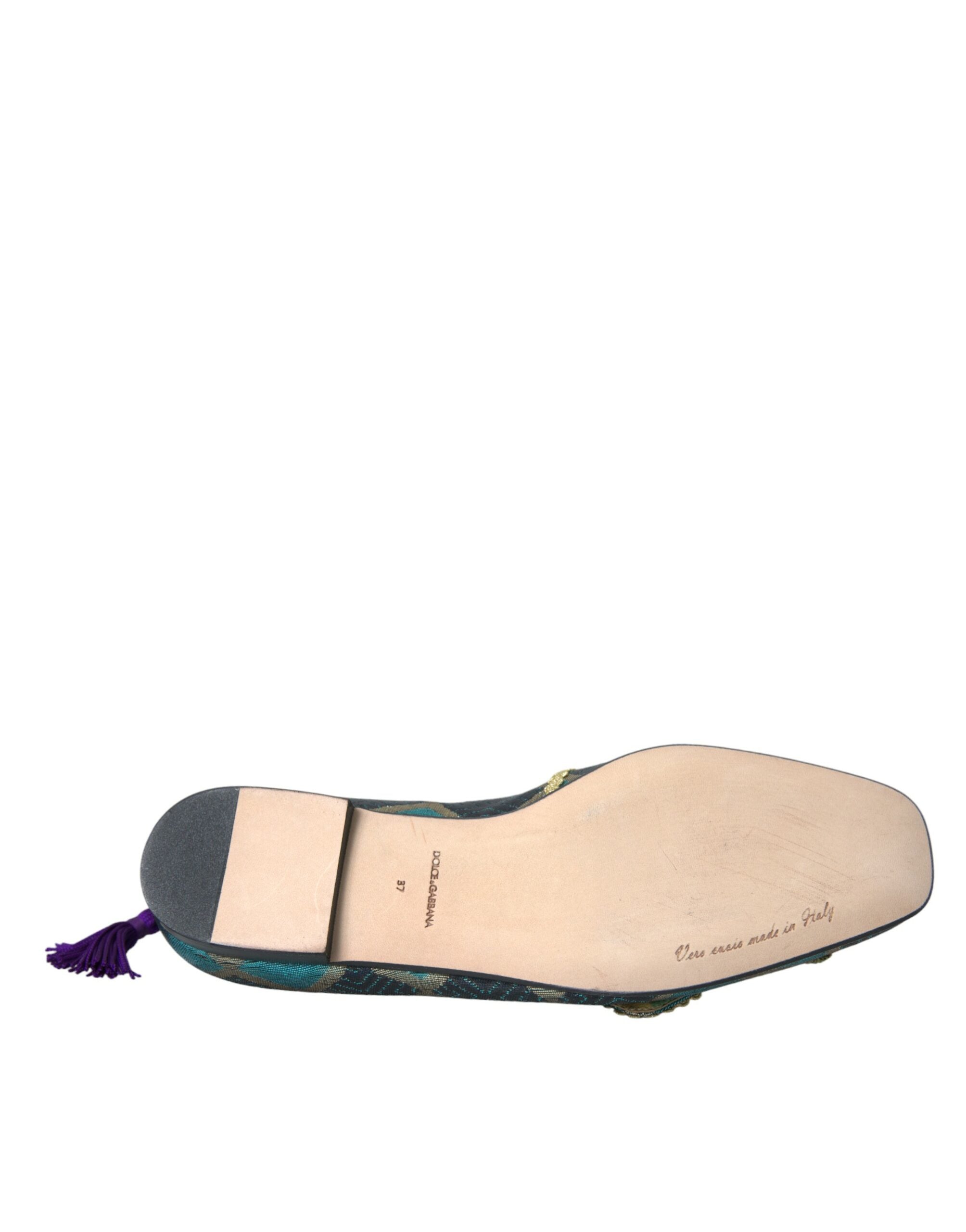 Dolce & Gabbana Multicolor Jacquard Embellished Loafers Shoes Glam Steals