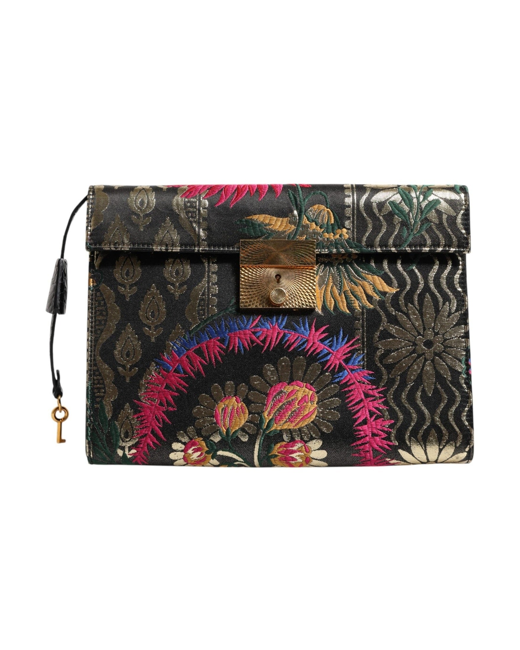 Dolce & Gabbana Multicolor Jacquard Floral Document Briefcase Bag Glam Steals