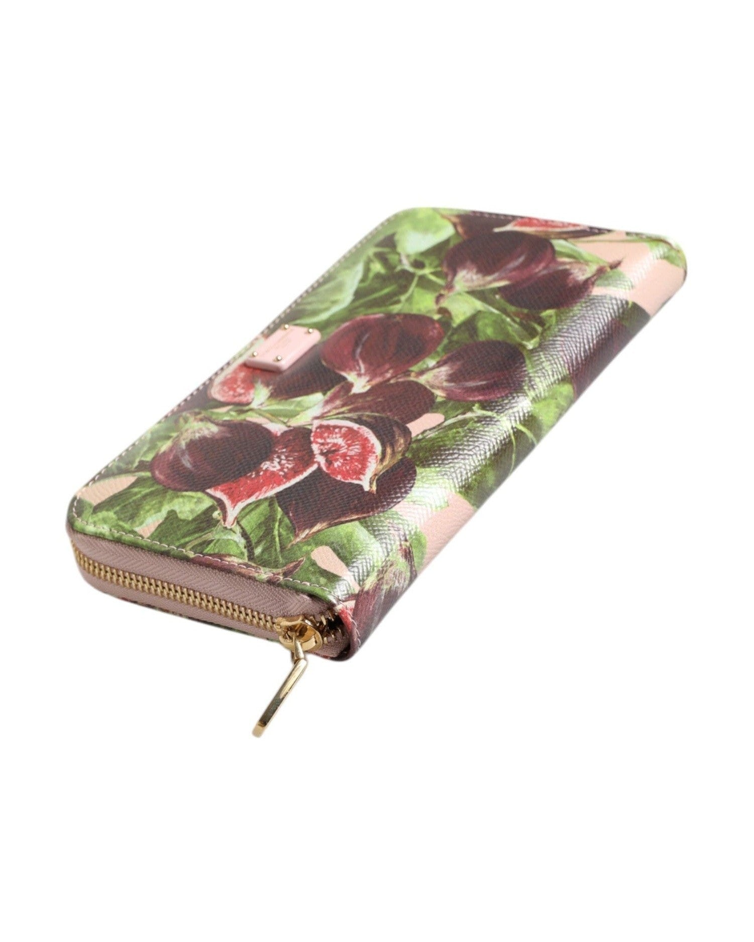 Dolce & Gabbana Multicolor Leather Fig Fruit Dauphine Zip Around Continental Wallet Wallets