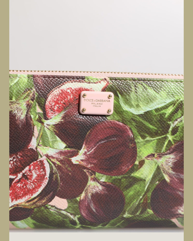 Dolce & Gabbana Multicolor Leather Fig Fruit Dauphine Zip Around Continental Wallet Wallets