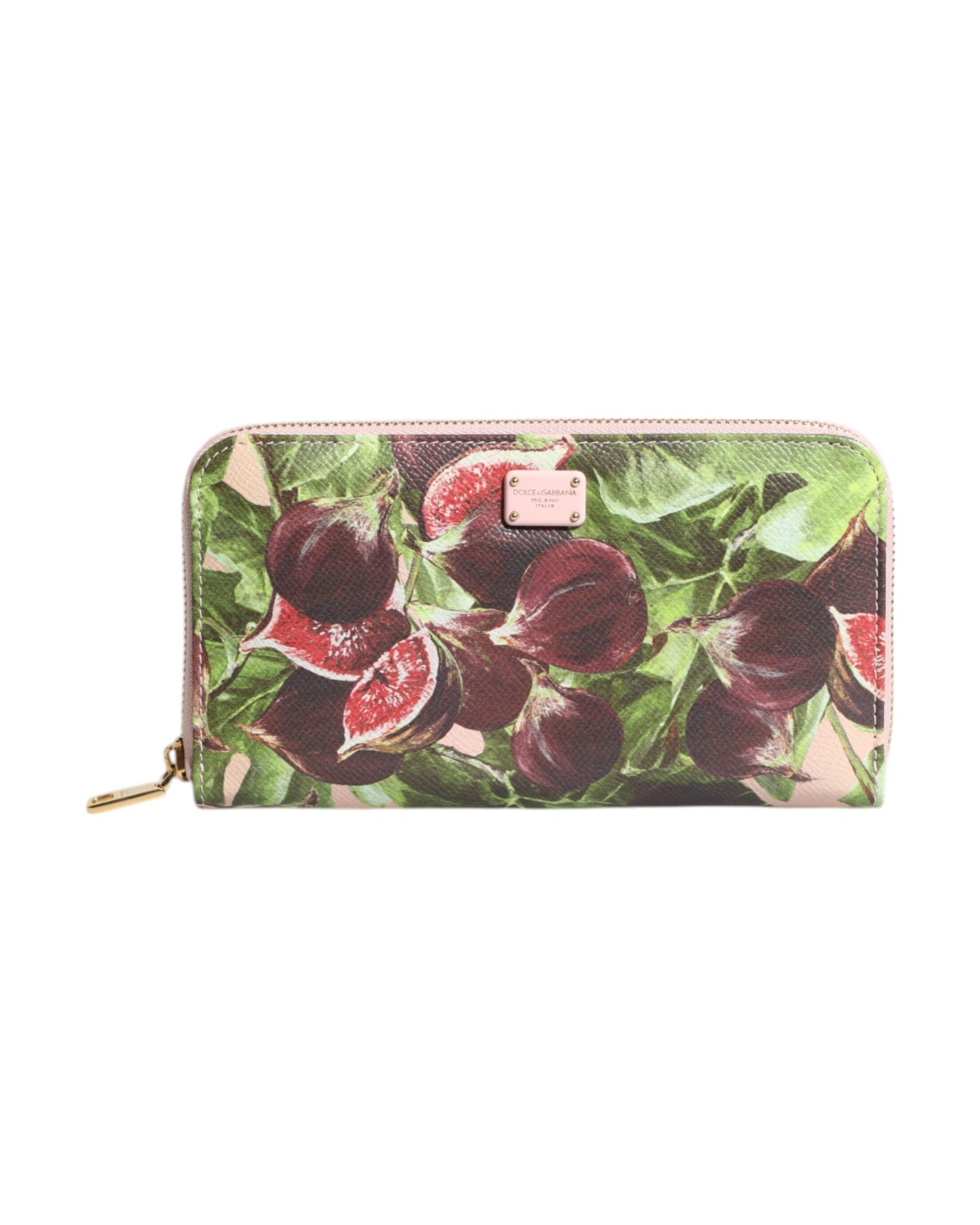 Dolce & Gabbana Multicolor Leather Fig Fruit Dauphine Zip Around Continental Wallet Glam Steals
