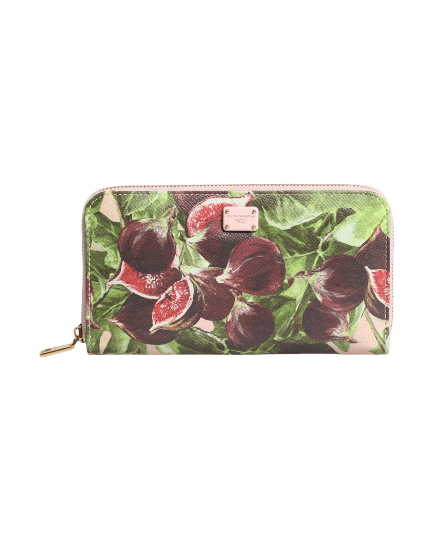 Dolce & Gabbana Multicolor Leather Fig Fruit Dauphine Zip Around Continental Wallet Glam Steals