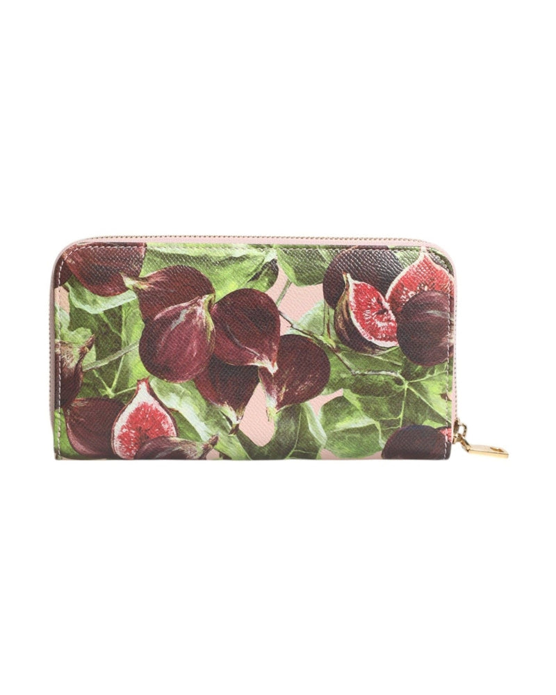 Dolce & Gabbana Multicolor Leather Fig Fruit Dauphine Zip Around Continental Wallet Glam Steals