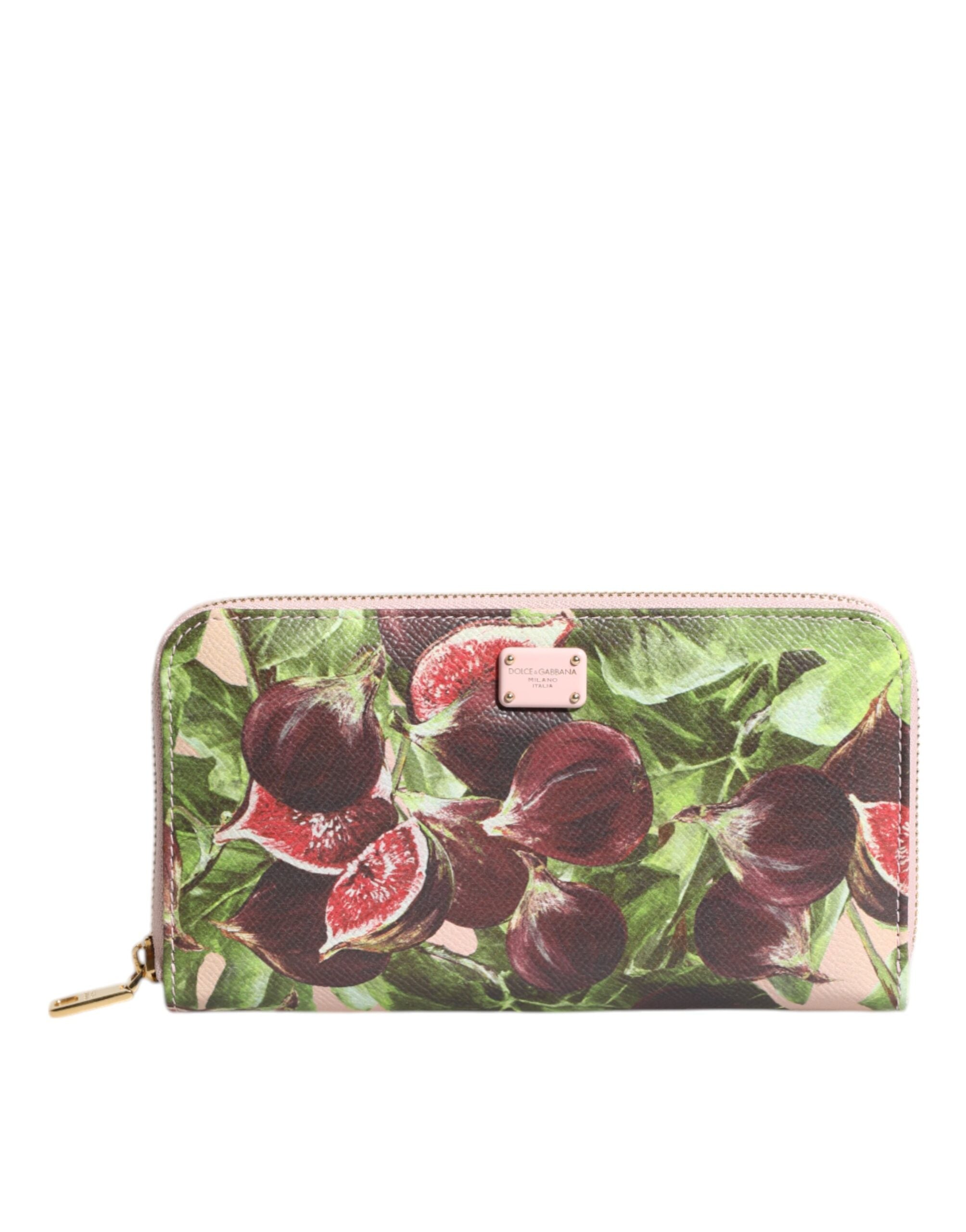 Dolce & Gabbana Multicolor Leather Fig Fruit Dauphine Zip Around Continental Wallet Glam Steals