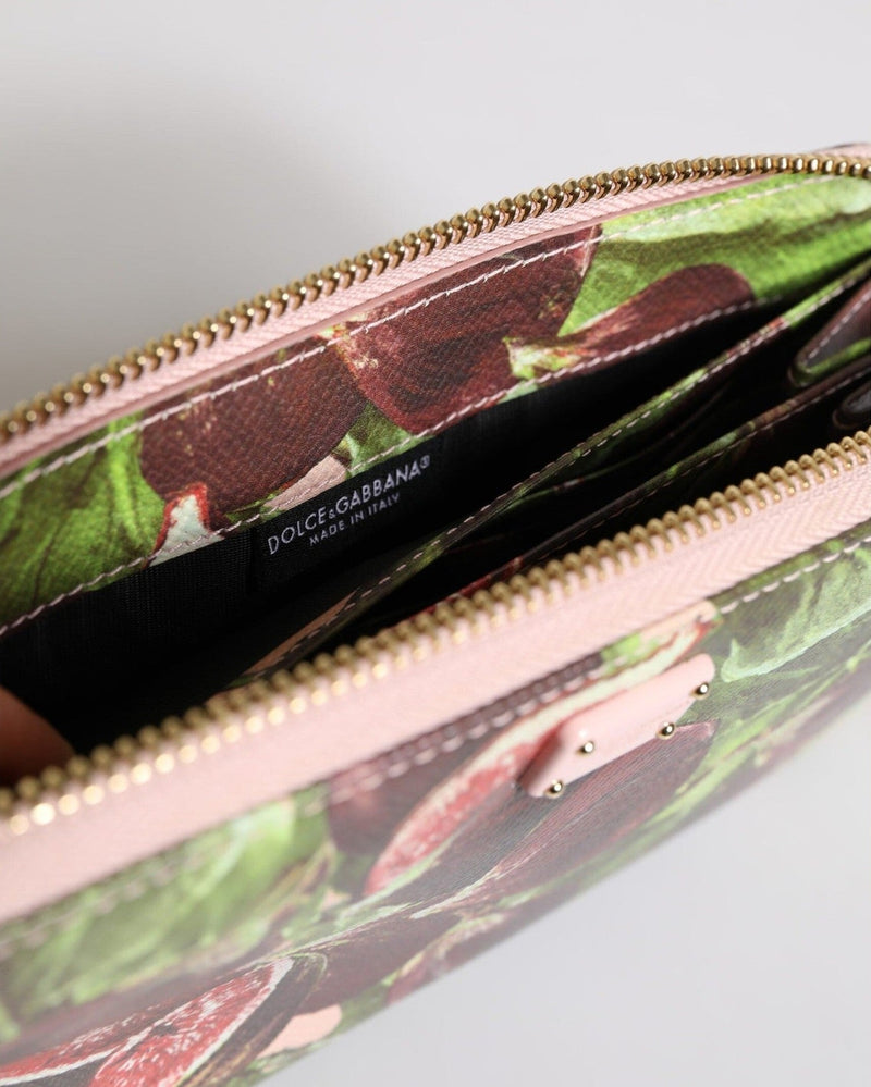 Dolce & Gabbana Multicolor Leather Fig Fruit Dauphine Zip Around Continental Wallet Glam Steals