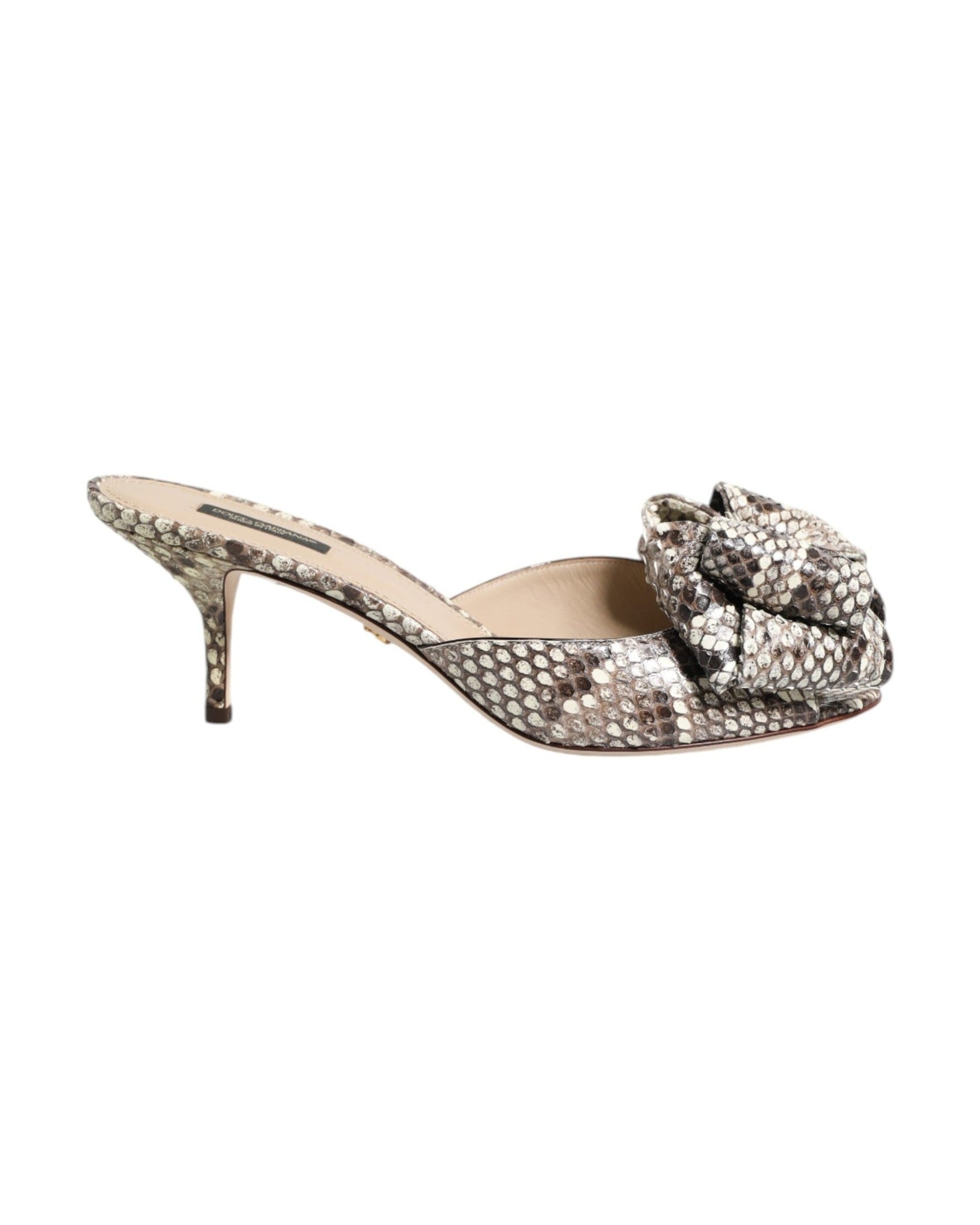 Dolce & Gabbana Multicolor Leather Keira Bow Peep Toe Mules Shoes Glam Steals