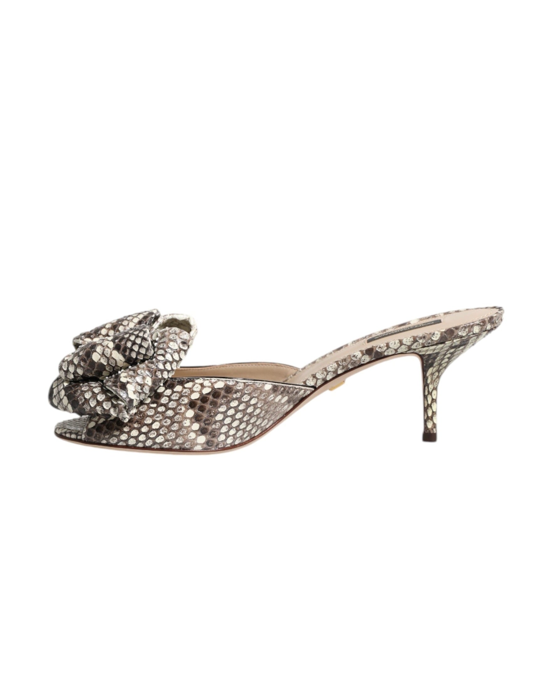 Dolce & Gabbana Multicolor Leather Keira Bow Peep Toe Mules Shoes Glam Steals
