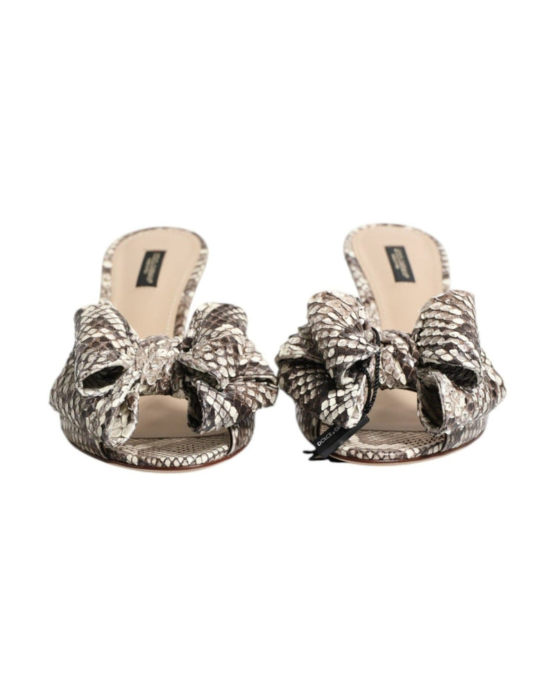 Dolce & Gabbana Multicolor Leather Keira Bow Peep Toe Mules Shoes Glam Steals