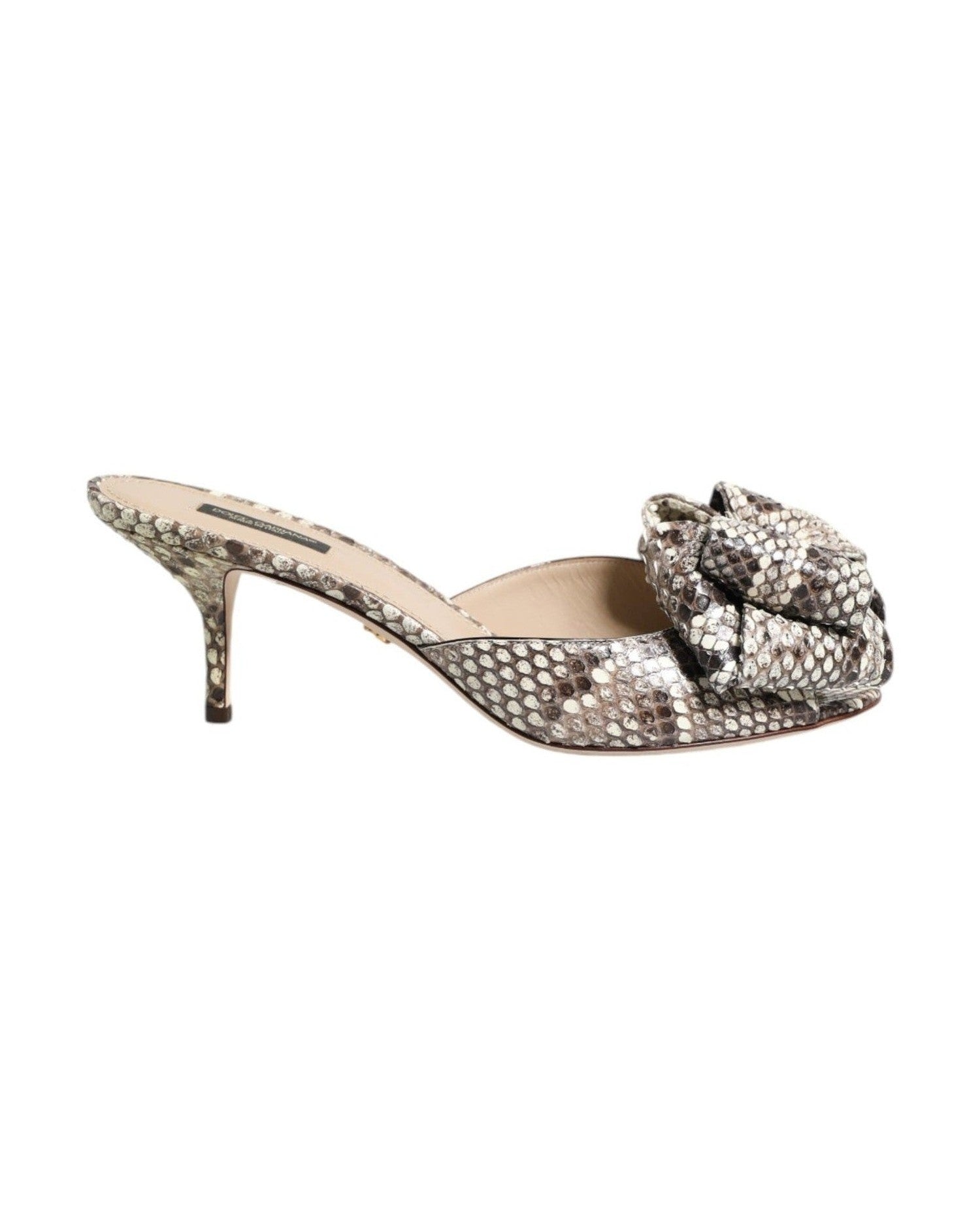 Dolce & Gabbana Multicolor Leather Keira Bow Peep Toe Mules Shoes Glam Steals