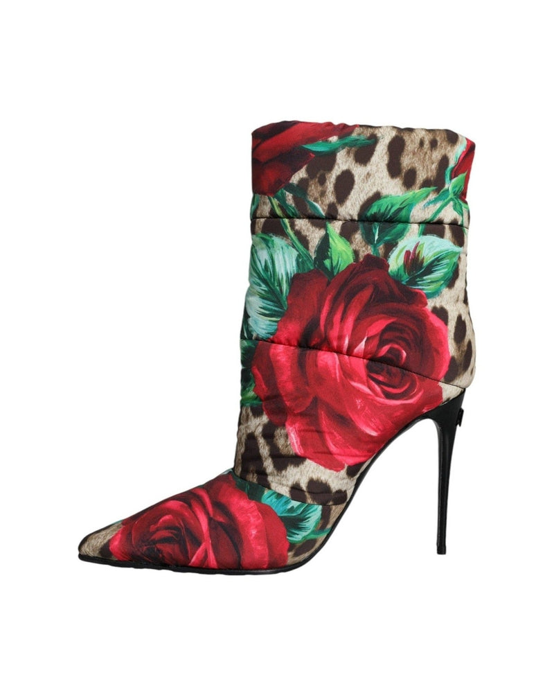 Dolce & Gabbana Multicolor Leopard Rose Mid Calf Boots Shoes Glam Steals