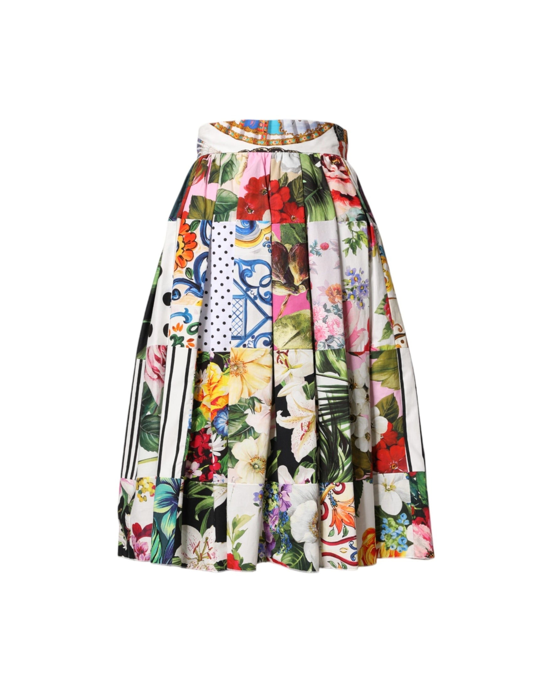 Dolce & Gabbana Multicolor Patchwork High Waist Midi Skirt Glam Steals