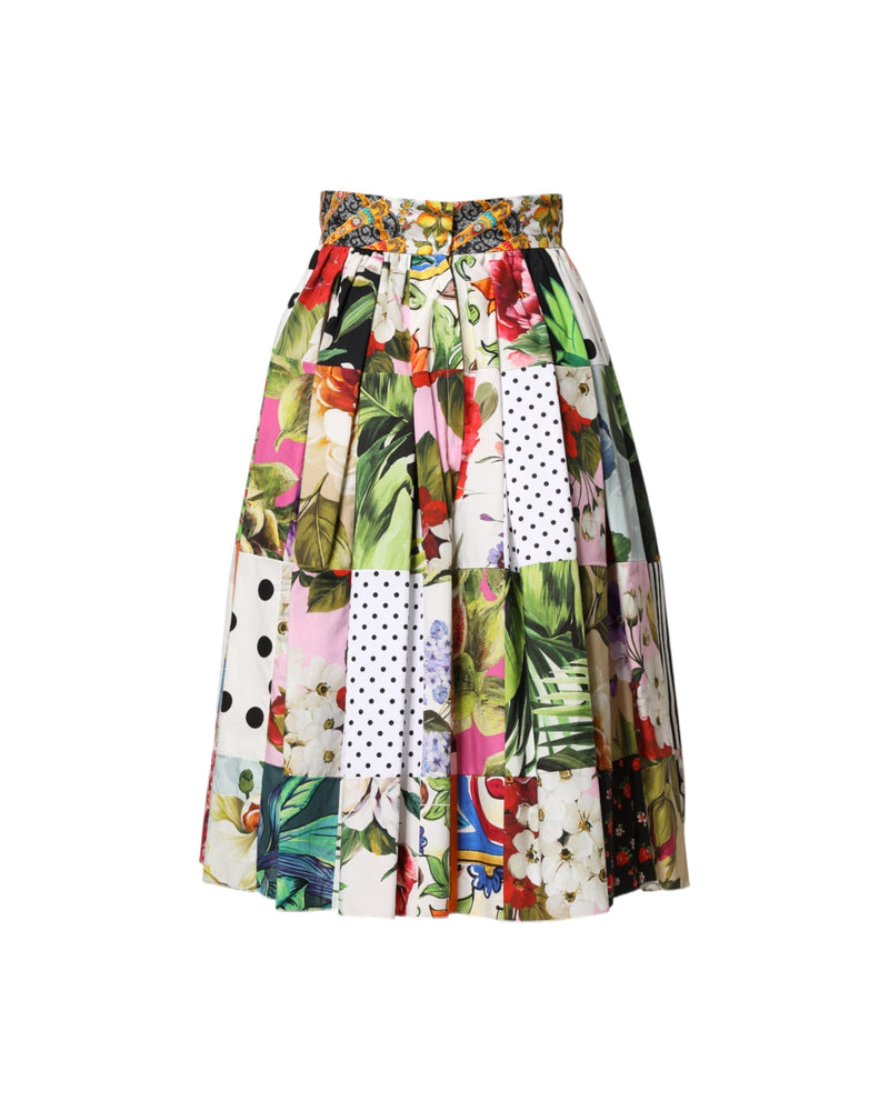 Dolce & Gabbana Multicolor Patchwork High Waist Midi Skirt Glam Steals