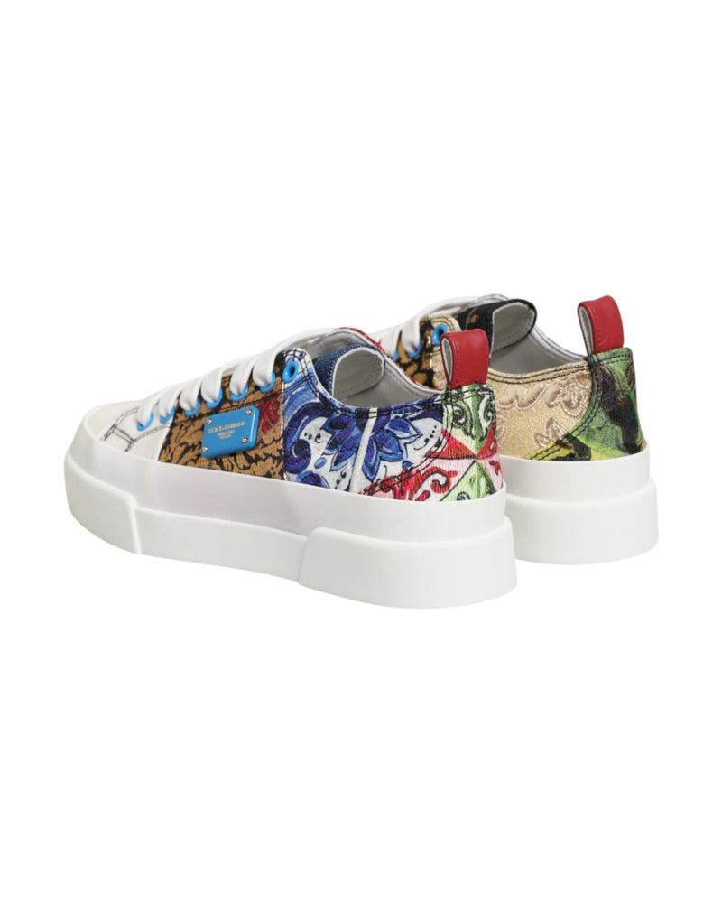 Dolce & Gabbana Multicolor Patchwork Low Top Sneakers Shoes Glam Steals