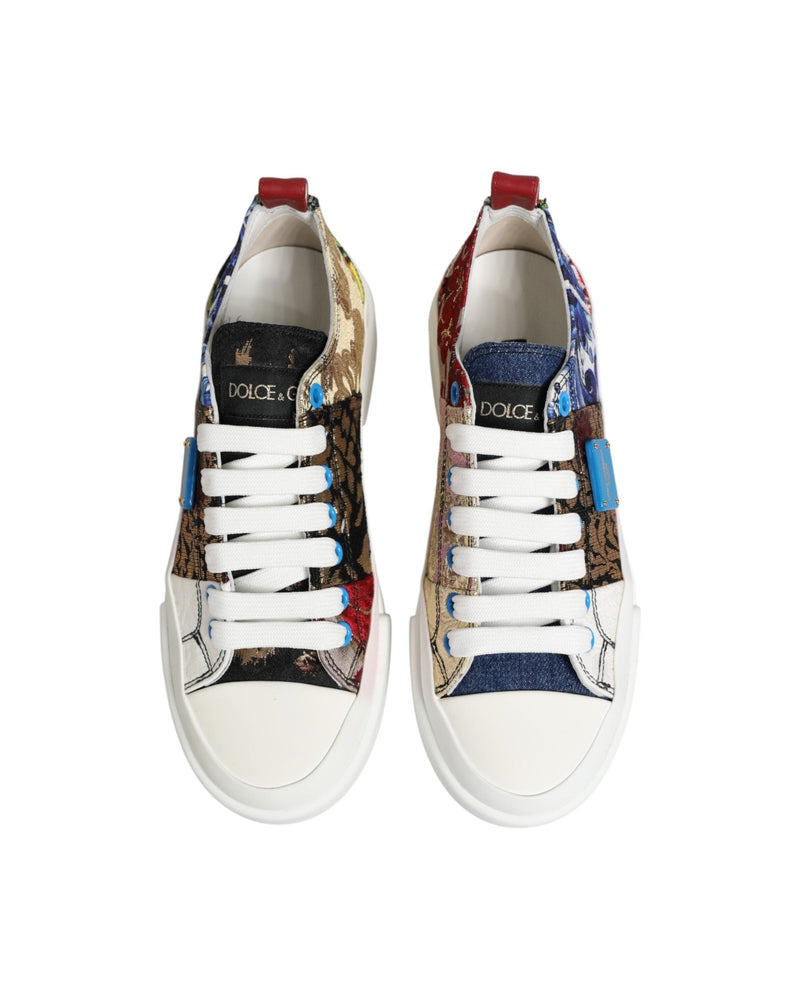 Dolce & Gabbana Multicolor Patchwork Low Top Sneakers Shoes Glam Steals