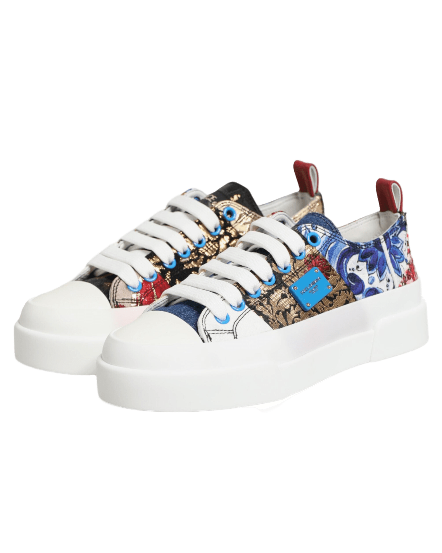 Dolce & Gabbana Multicolor Patchwork Low Top Sneakers Shoes Glam Steals