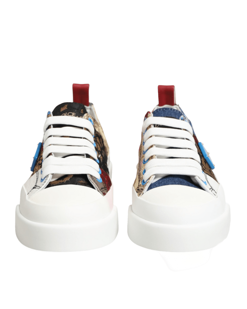 Dolce & Gabbana Multicolor Patchwork Low Top Sneakers Shoes Glam Steals