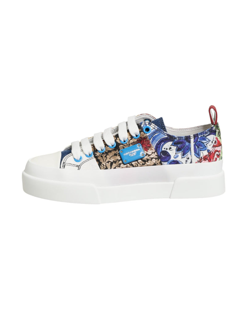 Dolce & Gabbana Multicolor Patchwork Low Top Sneakers Shoes Glam Steals
