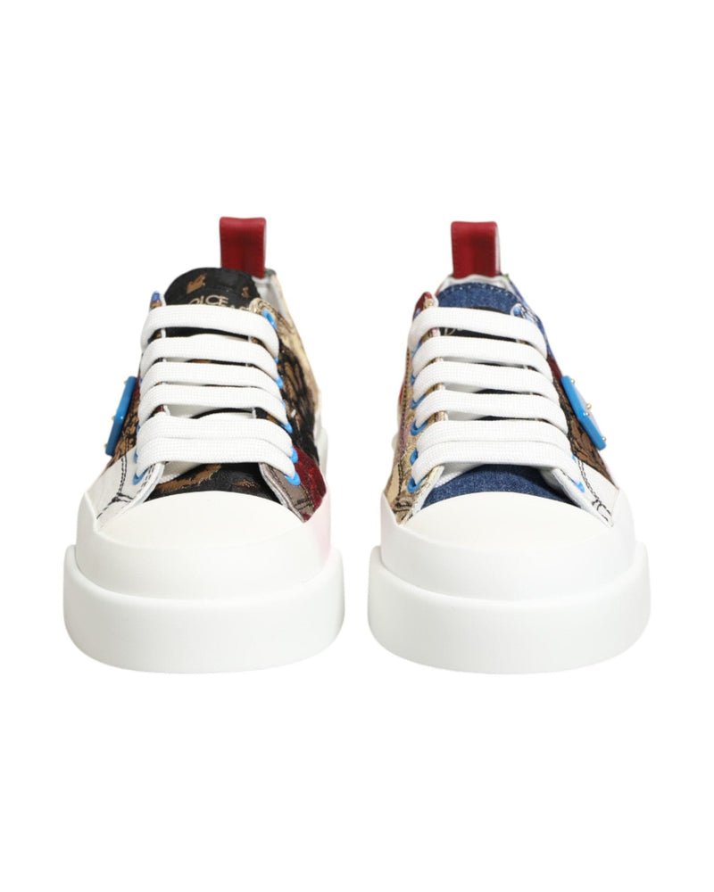 Dolce & Gabbana Multicolor Patchwork Low Top Sneakers Shoes Glam Steals