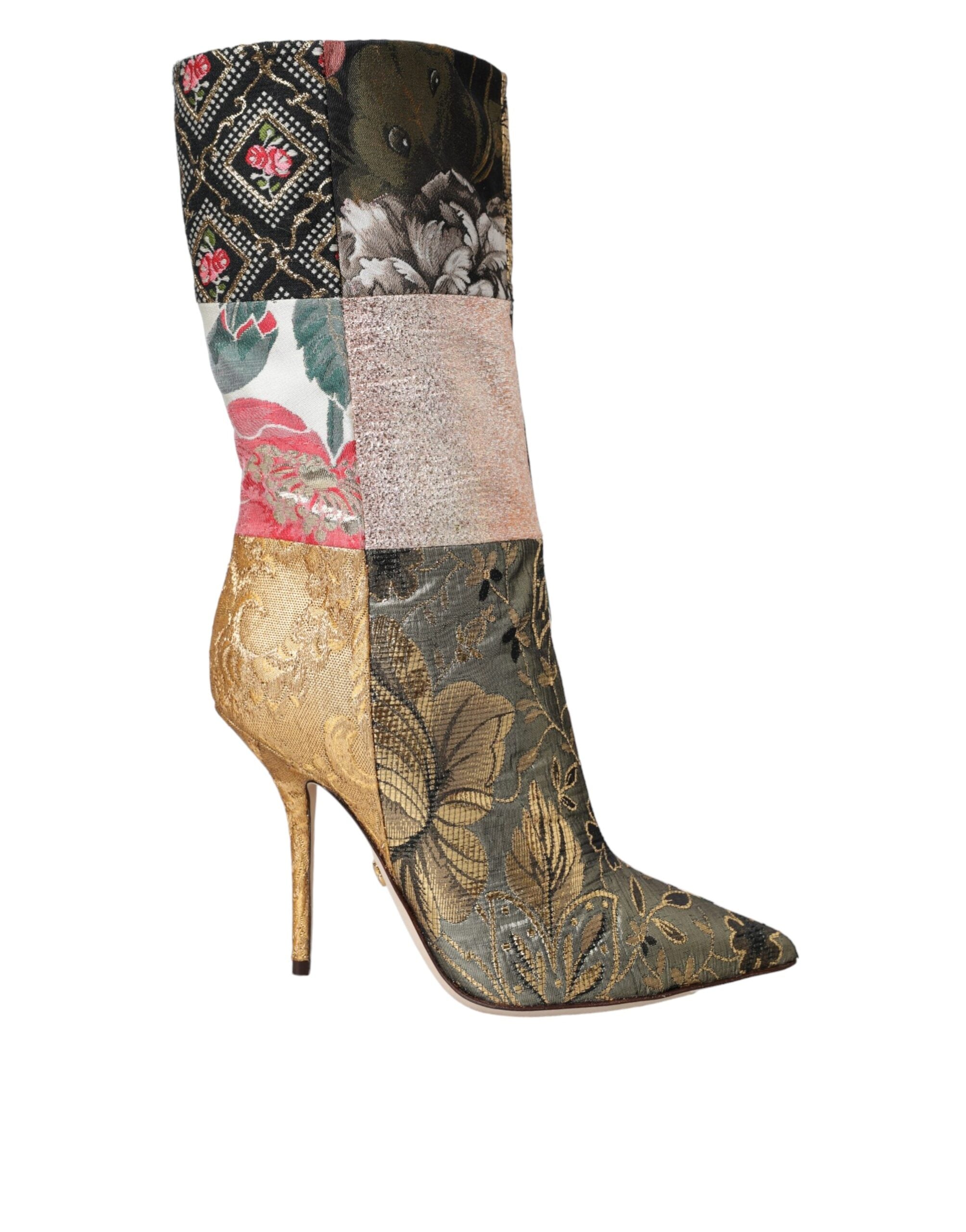 Dolce & Gabbana Multicolor Patchwork Print Heeled Boots Shoes Glam Steals