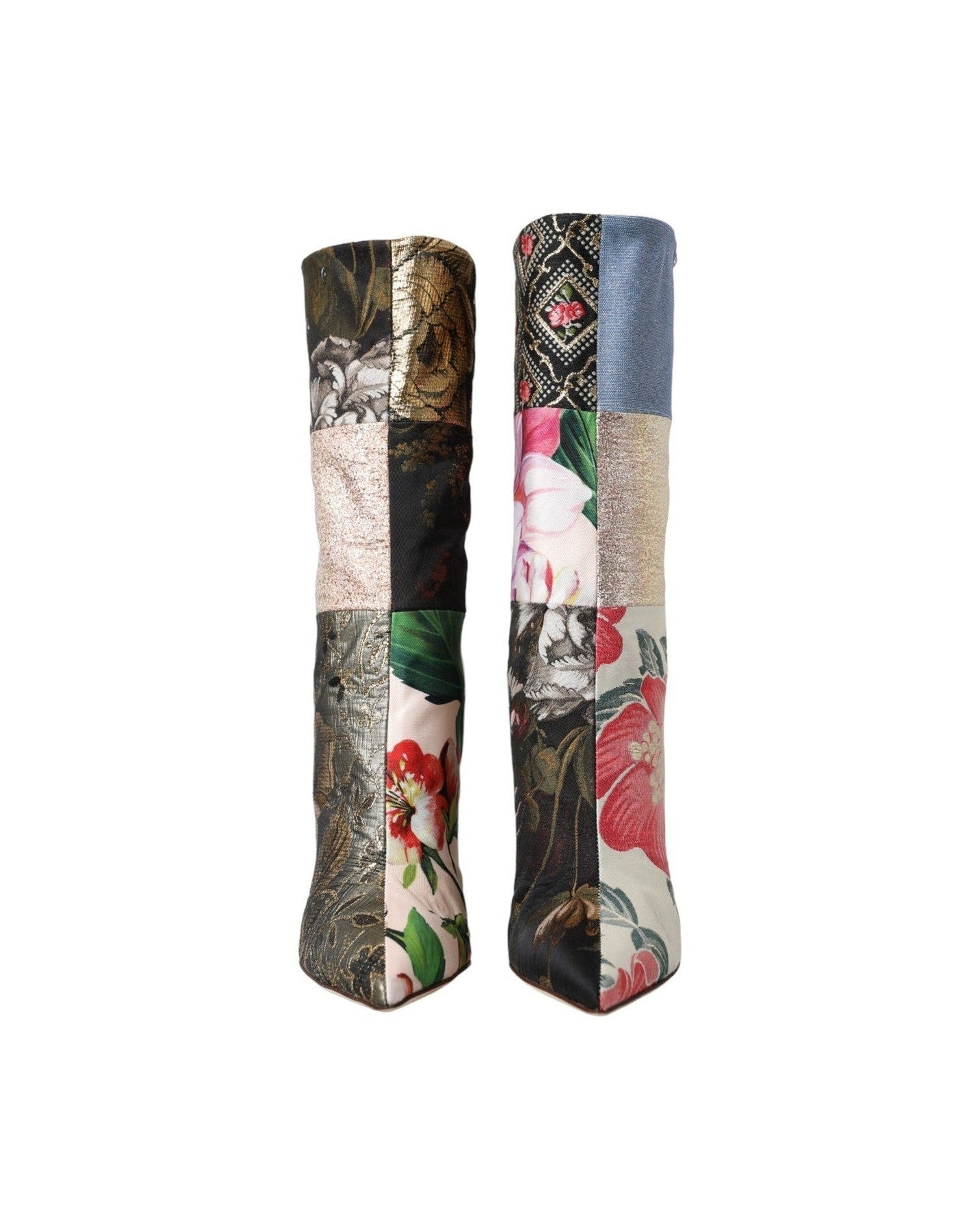 Dolce & Gabbana Multicolor Patchwork Print Heeled Boots Shoes Glam Steals