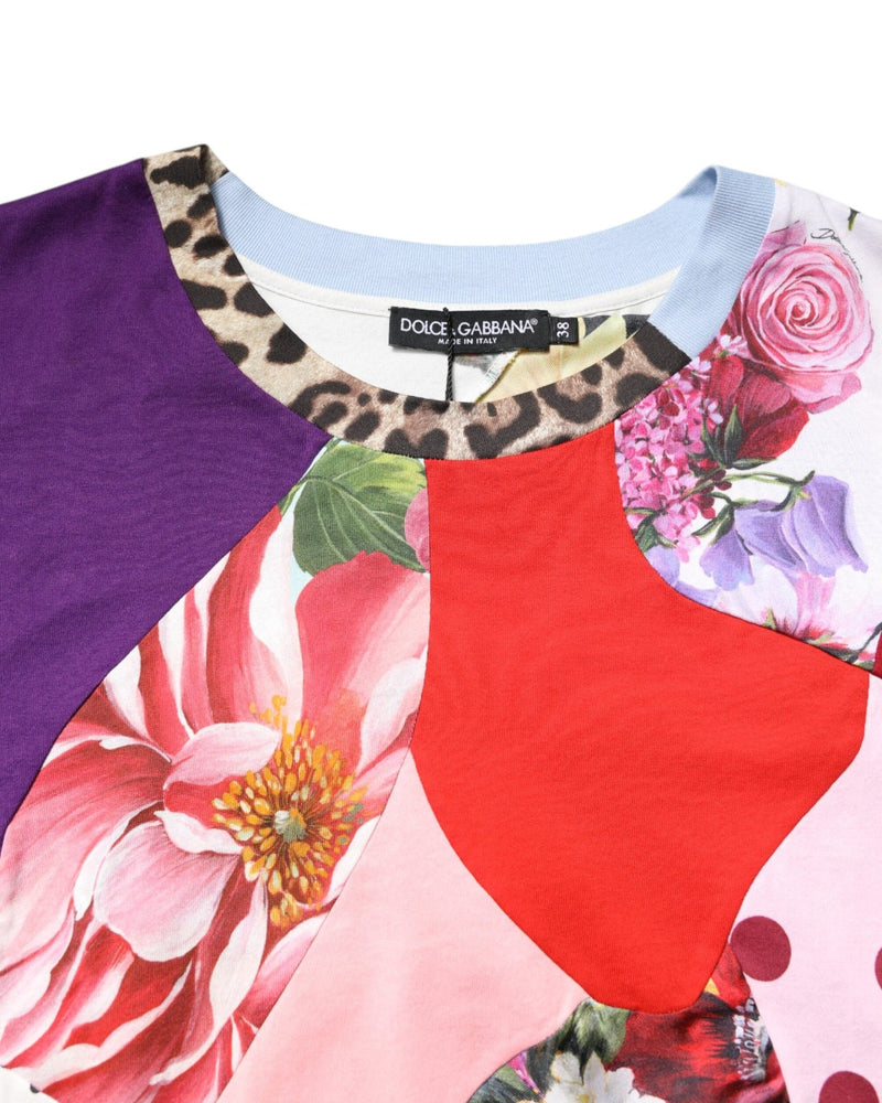 Dolce & Gabbana Multicolor Patchwork Short Sleeve Blouse Top Glam Steals