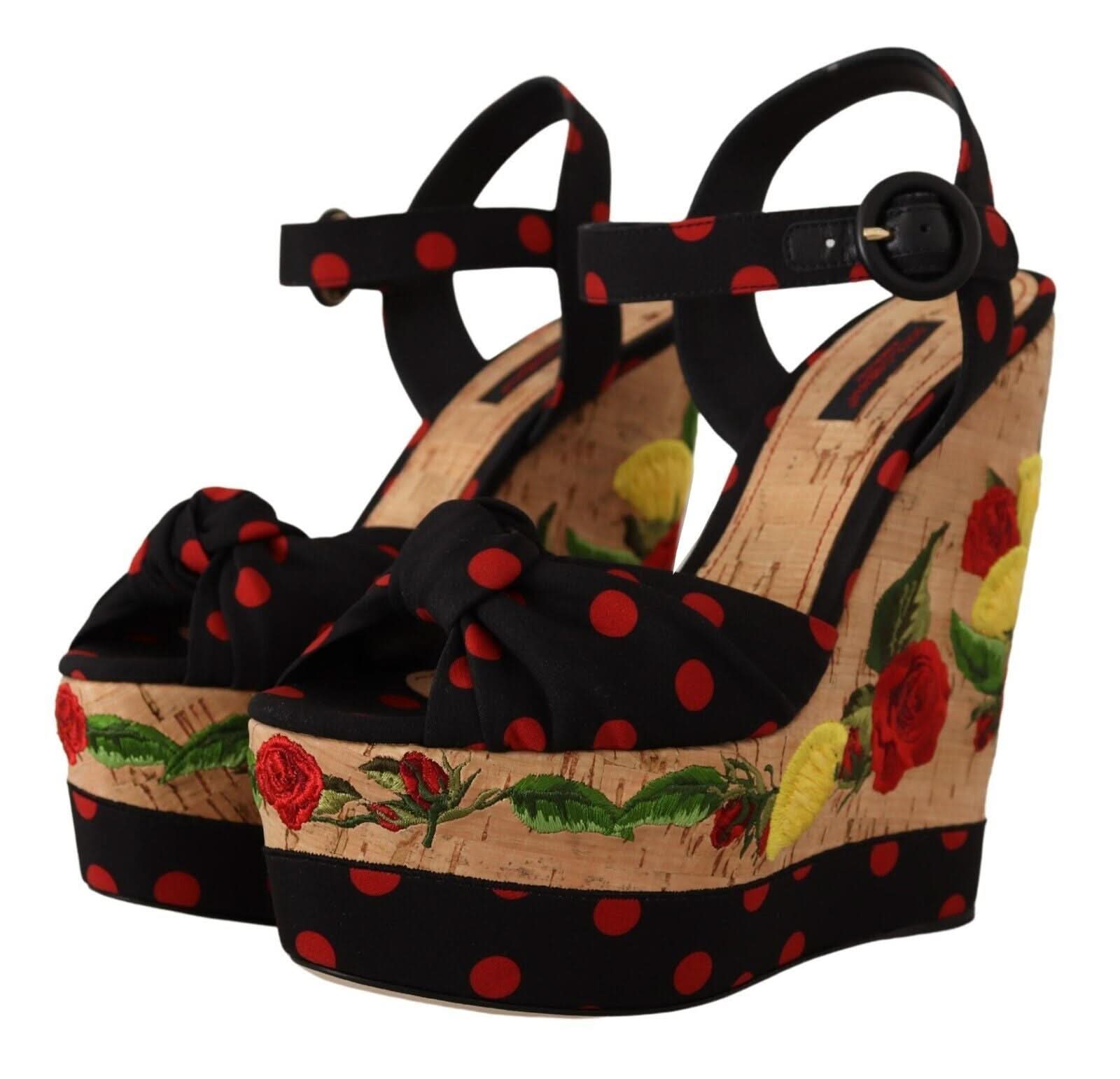 Dolce & Gabbana Multicolor Platform Wedges Sandals Charmeuse Shoes Sandals
