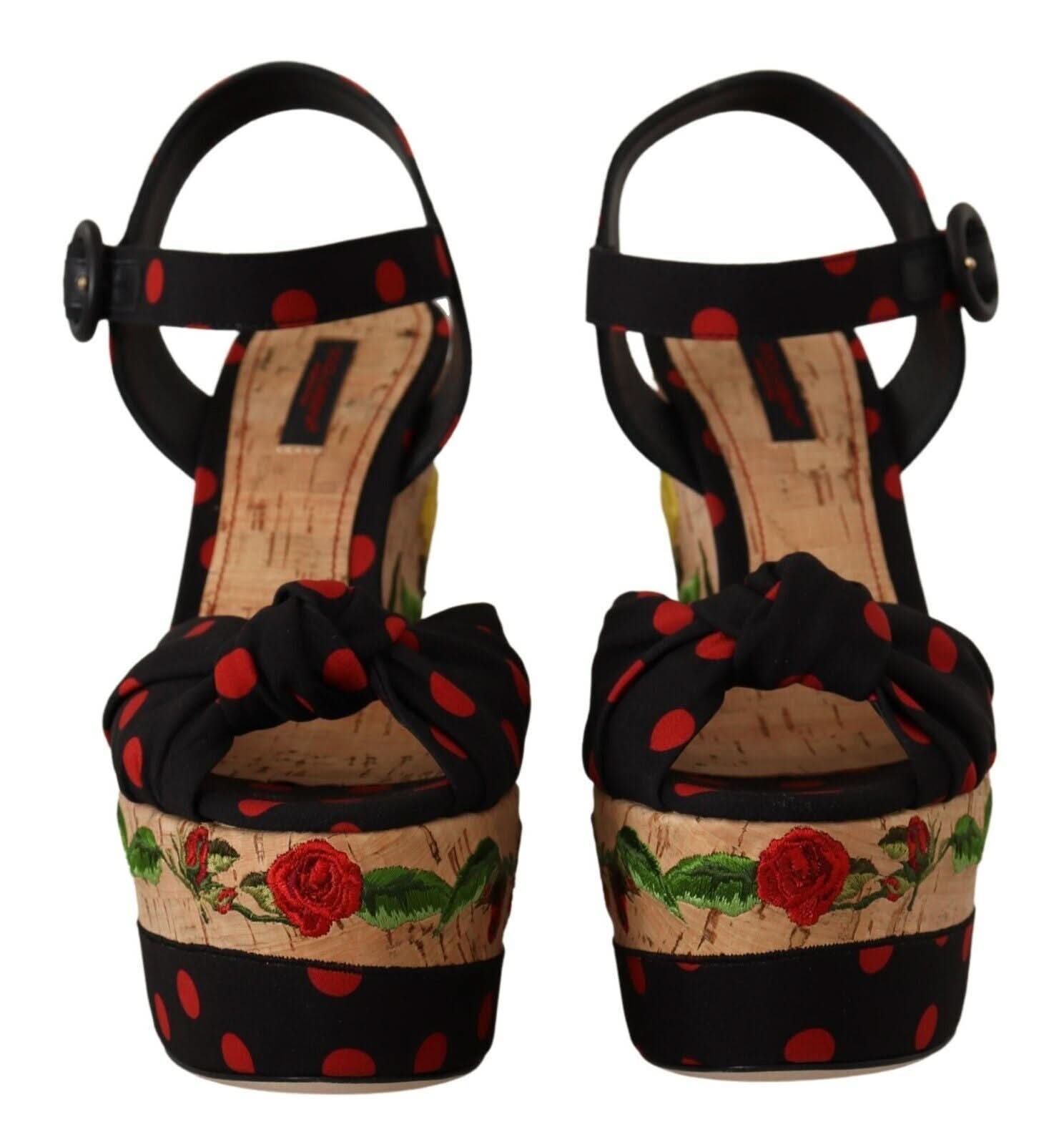 Dolce & Gabbana Multicolor Platform Wedges Sandals Charmeuse Shoes Sandals
