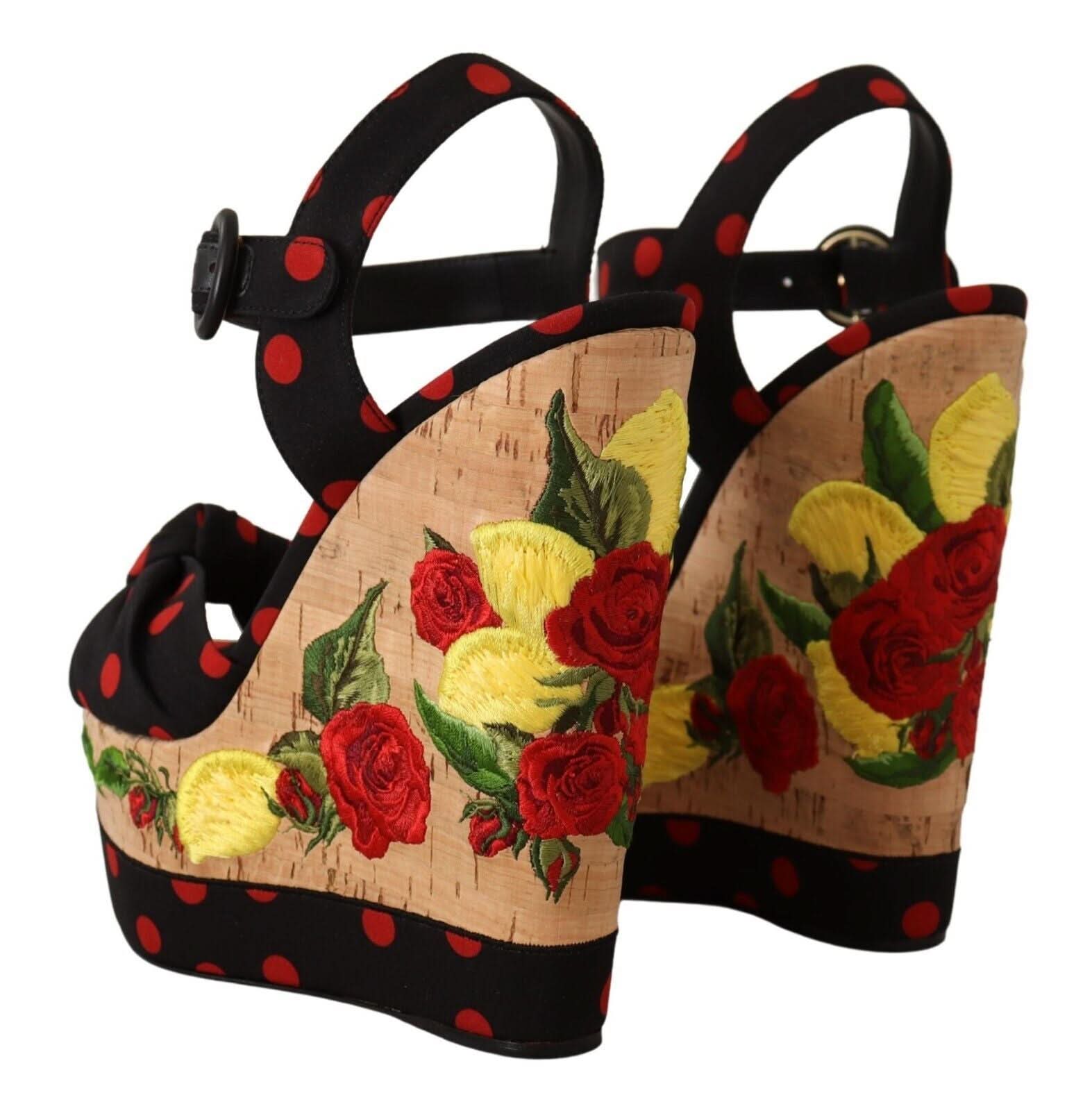 Dolce & Gabbana Multicolor Platform Wedges Sandals Charmeuse Shoes Sandals