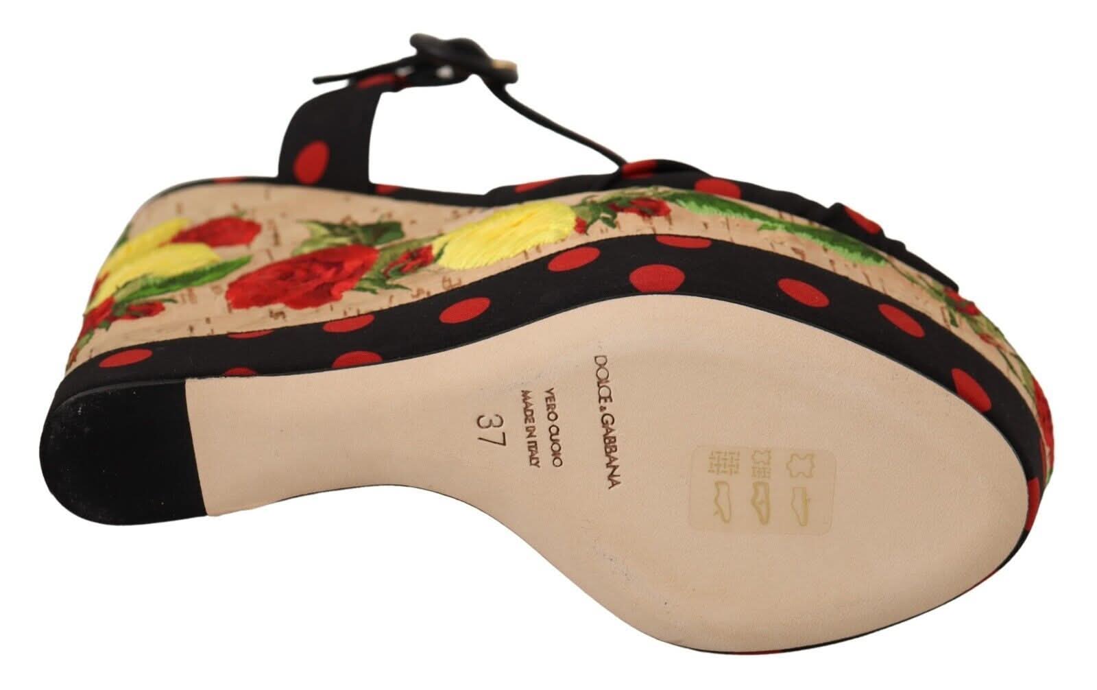 Dolce & Gabbana Multicolor Platform Wedges Sandals Charmeuse Shoes Sandals