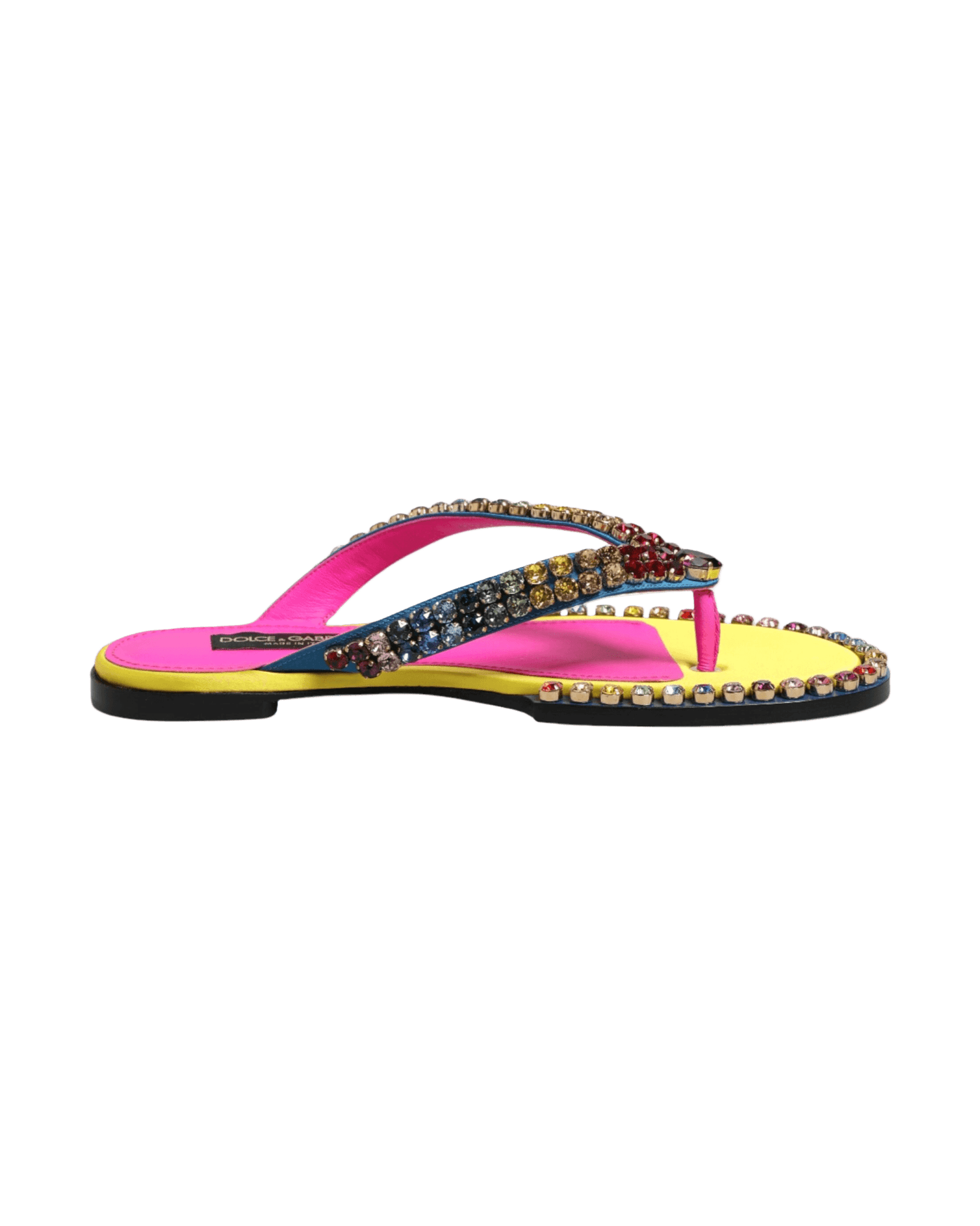 Dolce & Gabbana Multicolor Rhinestone Flip Flop Flat Sandals Shoes Glam Steals