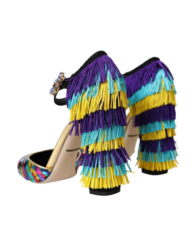 Dolce & Gabbana Multicolor Sequin Crystal Mary Jane Shoes Glam Steals