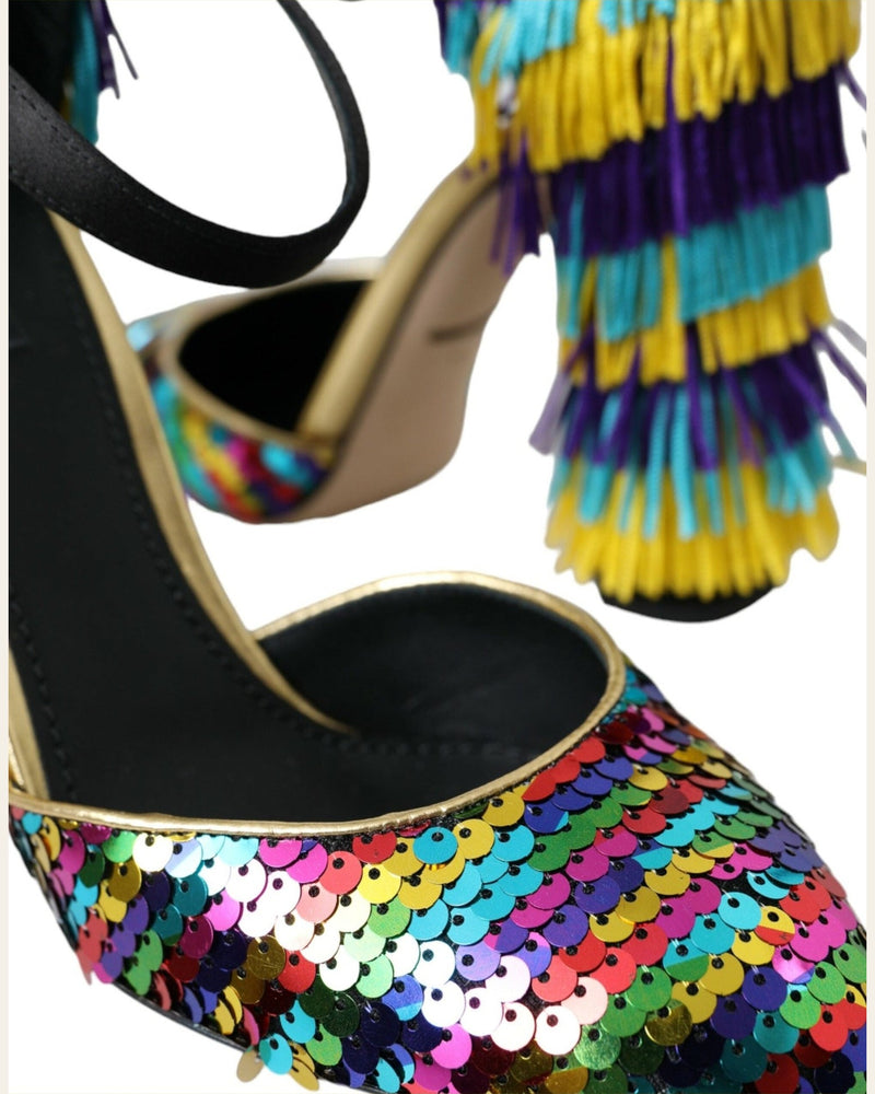 Dolce & Gabbana Multicolor Sequin Crystal Mary Jane Shoes Glam Steals