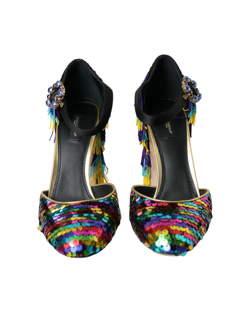 Dolce & Gabbana Multicolor Sequin Crystal Mary Jane Shoes Glam Steals