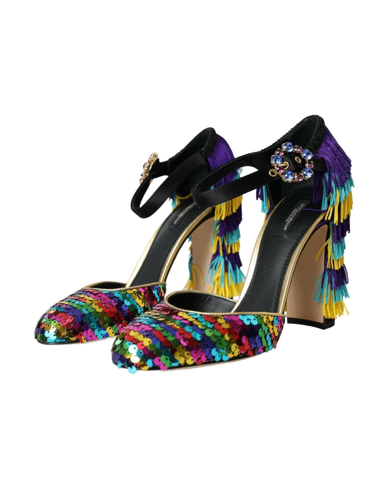 Dolce & Gabbana Multicolor Sequin Crystal Mary Jane Shoes Glam Steals