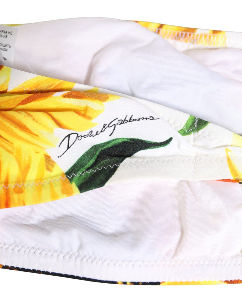 Dolce & Gabbana Multicolor Sunflower Print Bandeau Top Swimwear Glam Steals