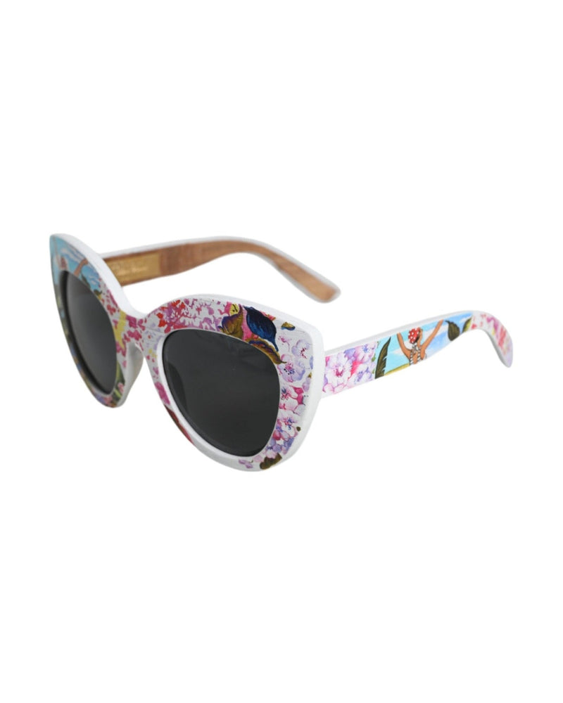 Dolce & Gabbana Wood Crystal Brass Frame Floral Hand Paint Multicolor Sunglasses Glam Steals