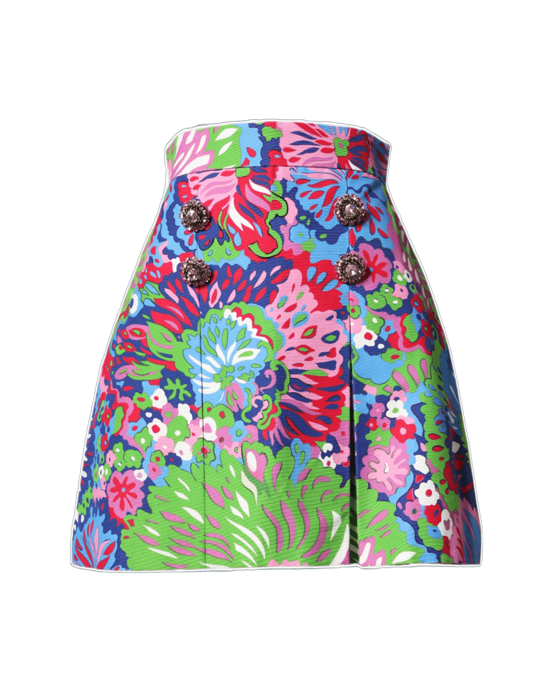 Dolce & Gabbana Multicolor Floral Buttoned High Waist Mini Shorts