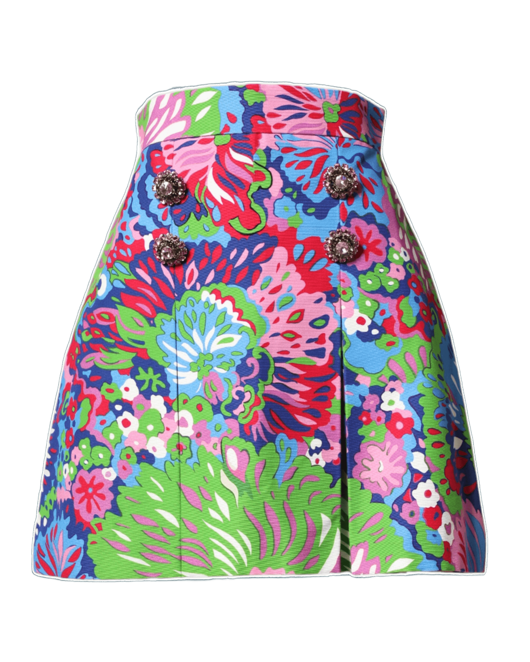Dolce & Gabbana Multicolor and Floral Buttoned High Waist Mini Shorts Glam Steals