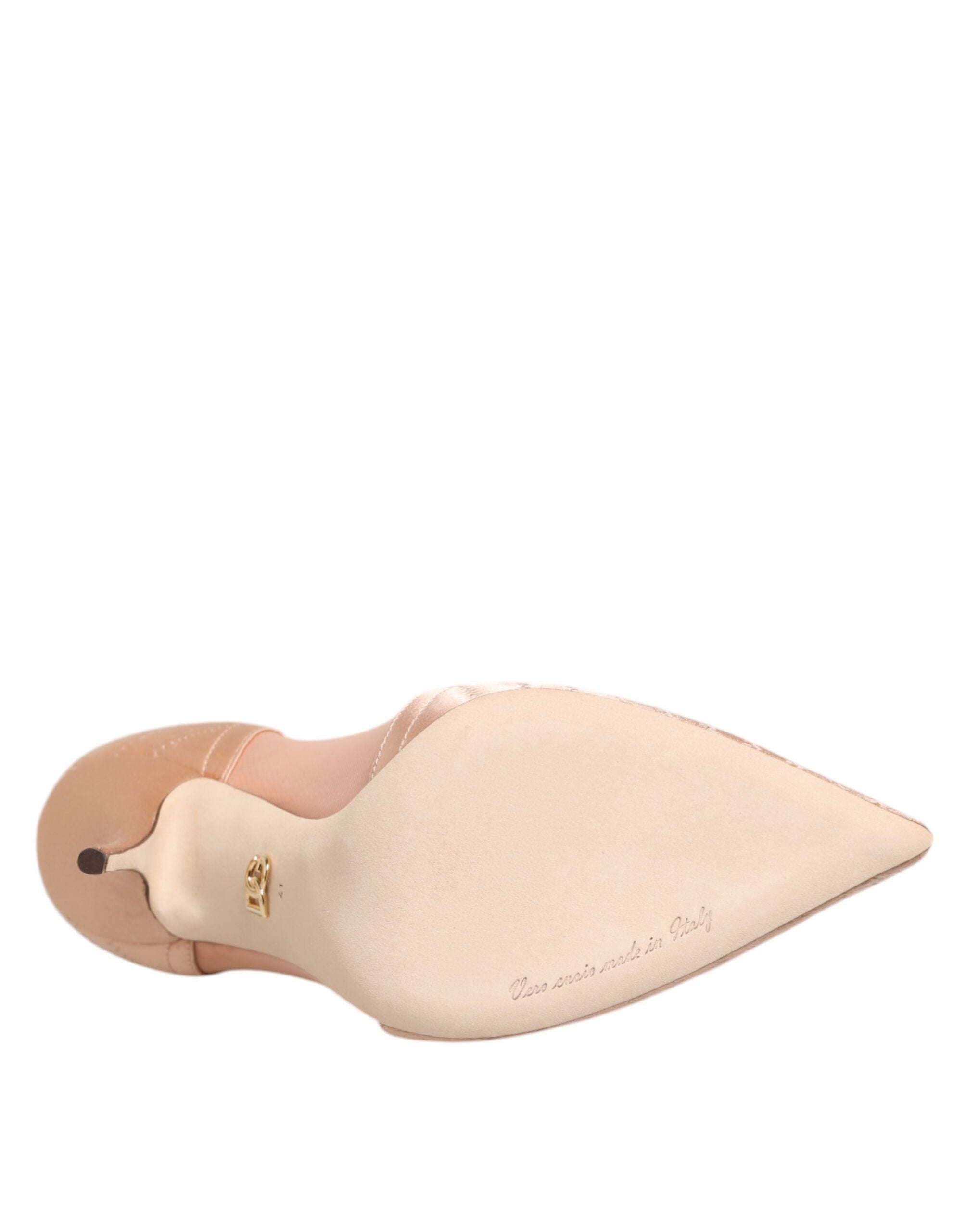 Dolce & Gabbana Nude Satin Cipria Mesh Stiletto Pumps Shoes Glam Steals