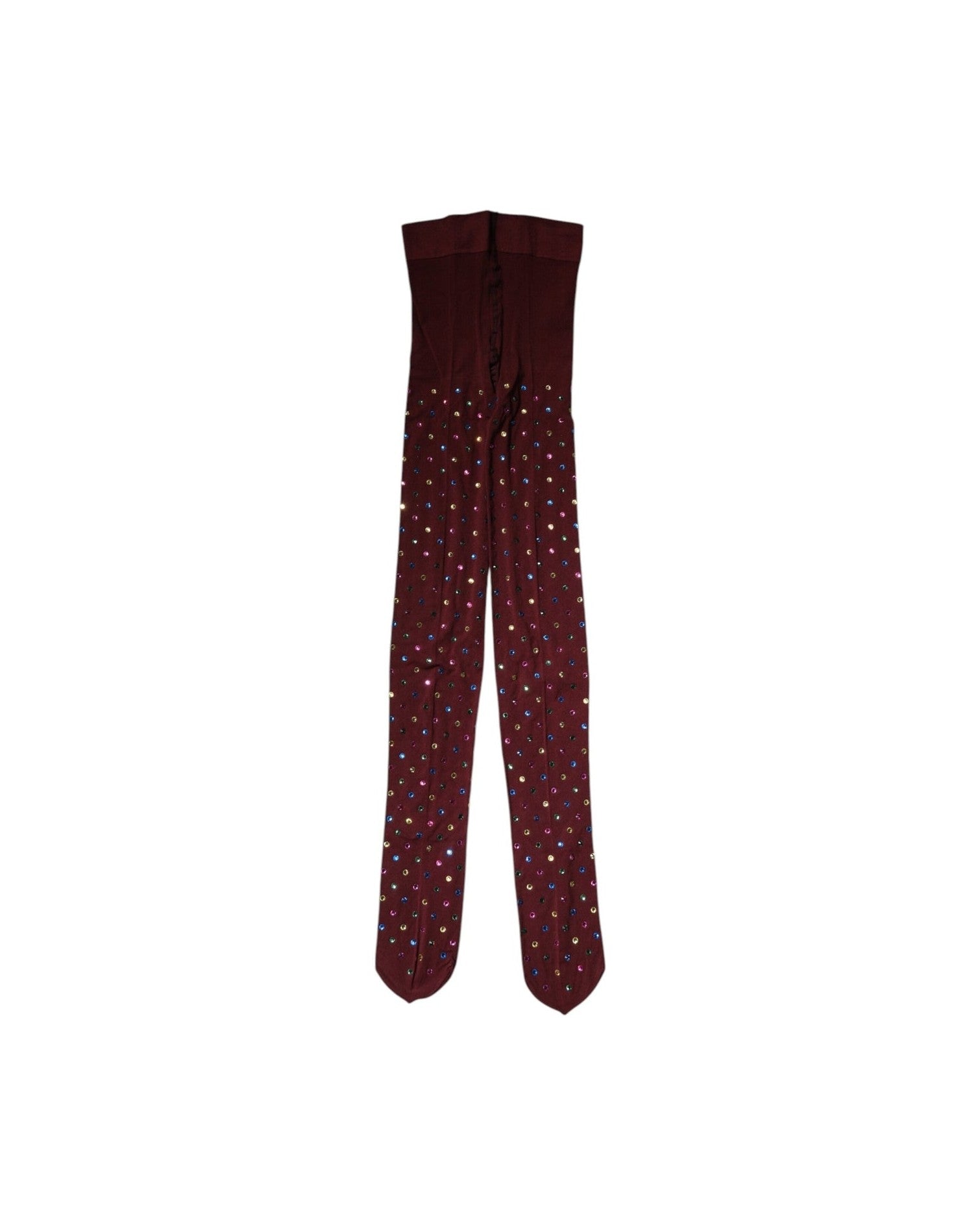 Dolce & Gabbana Nylon Maroon Crystal Embellished Pantyhose Tights Glam Steals