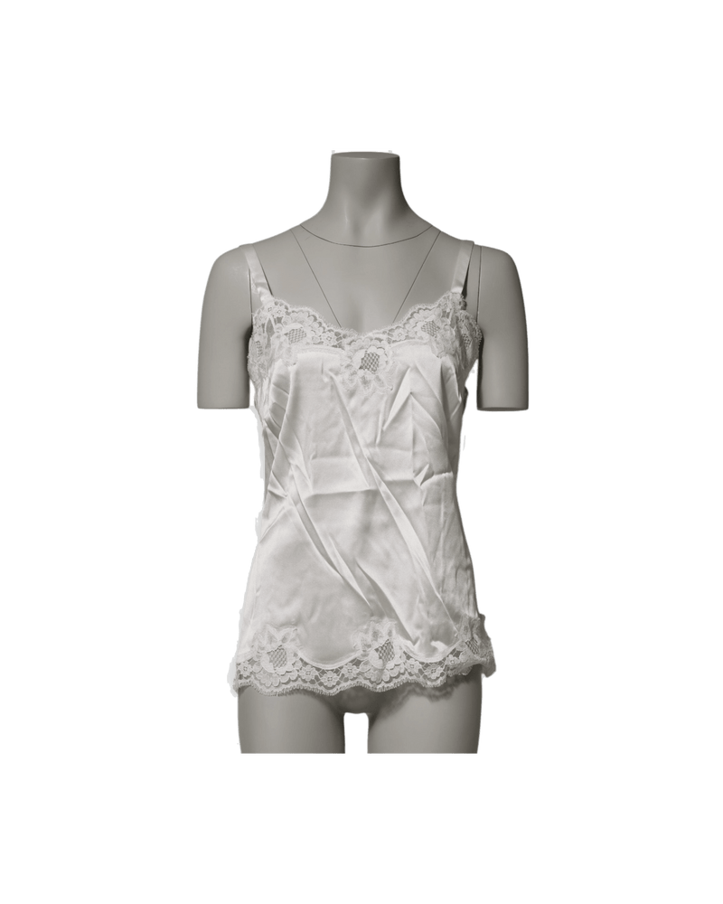 Dolce & Gabbana Off White Lace Floral Tank Lingerie Top Underwear Glam Steals