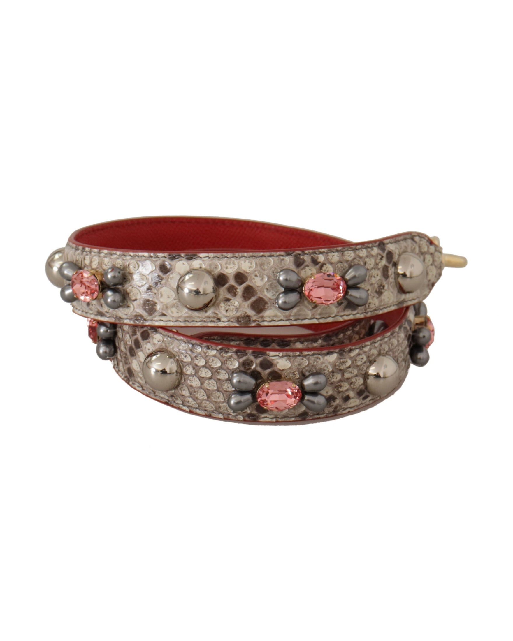 Dolce & Gabbana Opulent Python Leather Bag Strap Beige Glam Steals