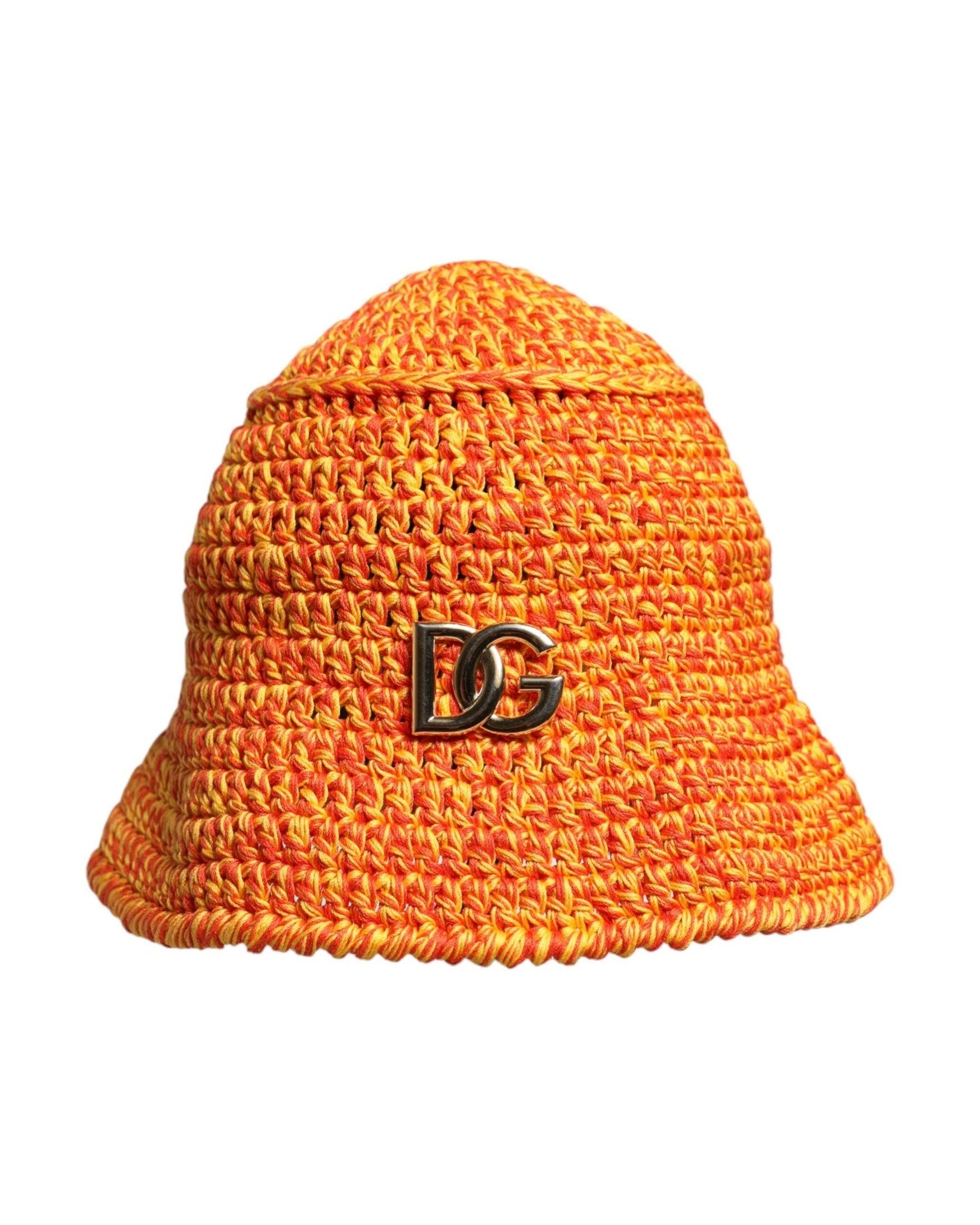 Dolce & Gabbana Orange Cotton Crochet Dg Logo Bucket Hat Glam Steals