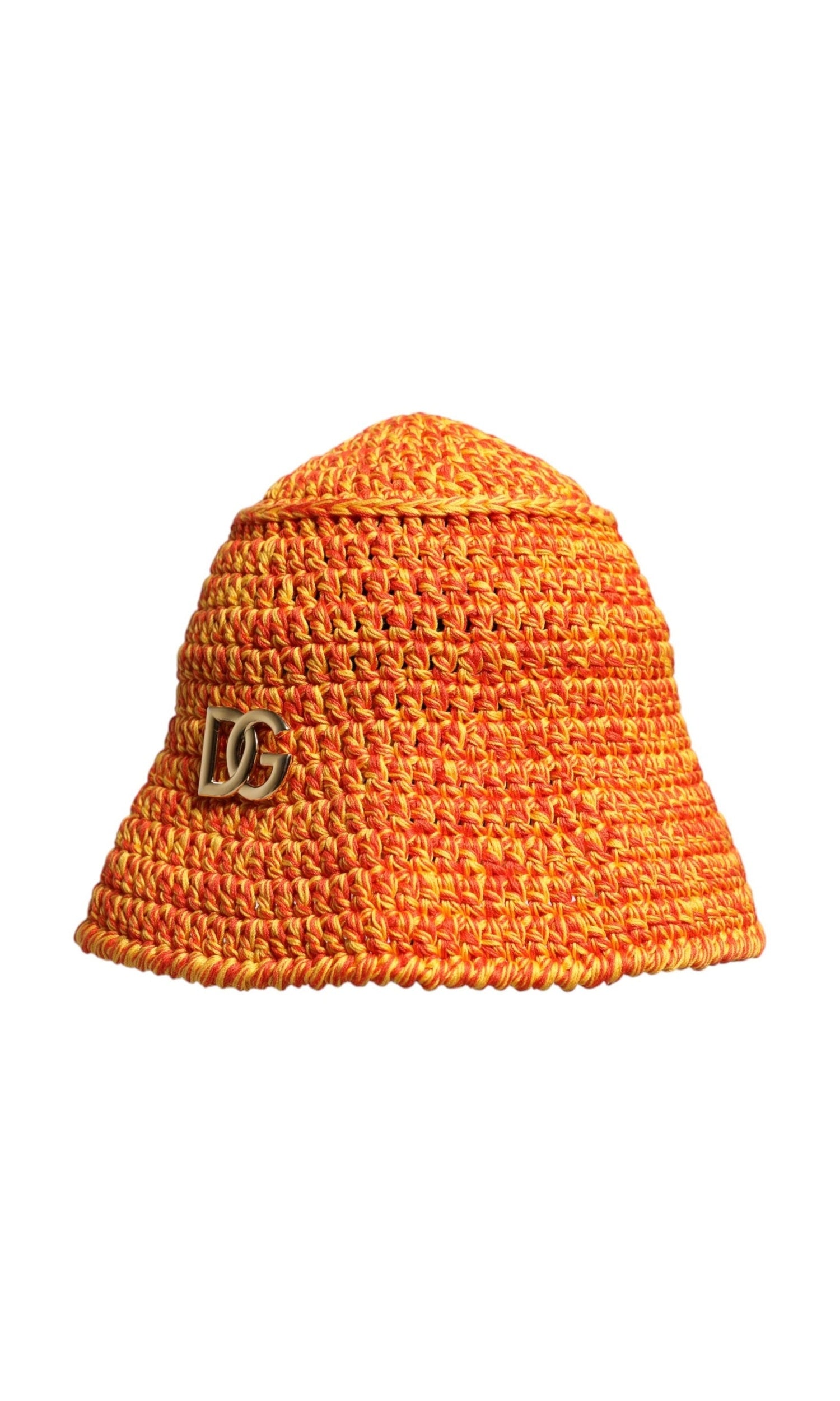 Dolce & Gabbana Orange Cotton Crochet Dg Logo Bucket Hat Glam Steals