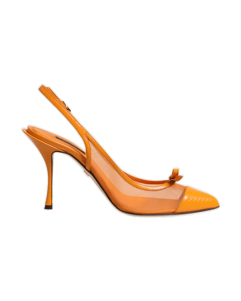 Dolce & Gabbana Orange Leather Mesh Heels Glam Steals