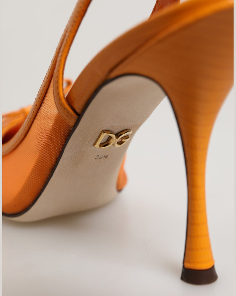 Dolce & Gabbana Orange Leather Mesh Heels Glam Steals